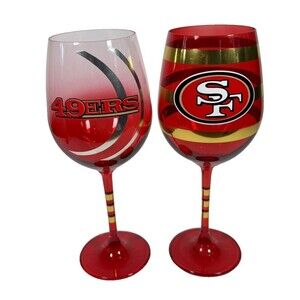 San Francisco 49ers Wine Glass Set (2) – Bradford Exchange NFL Collectible 2015